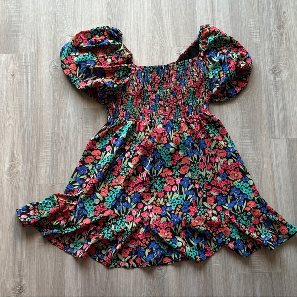 1.4.3. Story by Line Up Multicolor Textured Dress With Puff Sleeves